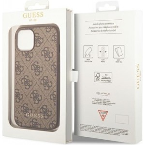 Guess case for iPhone 14 Pro Max 6,7" GUHCP14XG4GFBR brown Basic PC/TPU 4G PU case Gold Logo