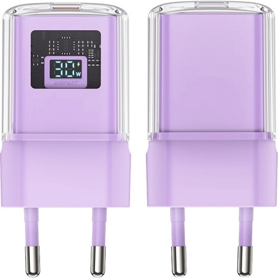 Acefast A53 PD 30W GaN USB-C charger with display - purple