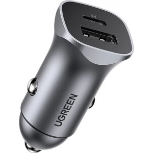 Ugreen Car Charger USB Type C / USB 24W Power Delivery Quick Charge Gray (30780)