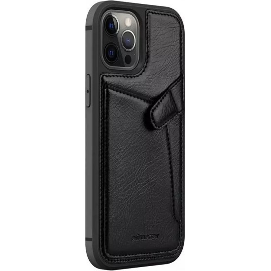 Nillkin Aoge Leather Case flexible armored case made of genuine leather with a pocket for iPhone 12 mini black