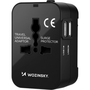 Wozinsky WUTWC travel adapter universal 24W EU / US / AUS / UK / 2x USB-A - black