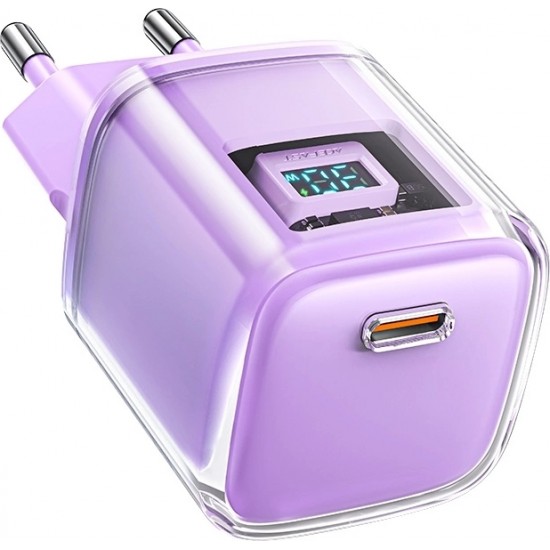 Acefast A53 PD 30W GaN USB-C charger with display - purple