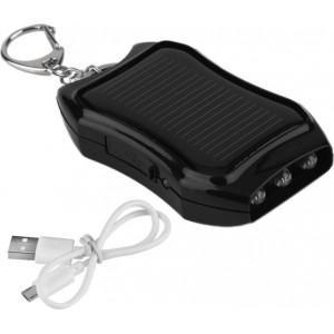 4Kom.pl Solar Power Bank Power Bank with Flashlight 1200mAh Backpack Keychain Black