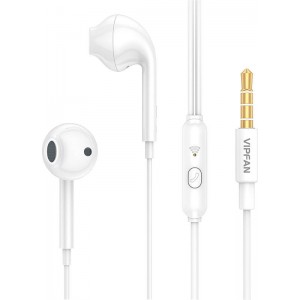 Vipfan Wired in-ear headphones VFAN M15, 3.5mm jack, 1m (white)