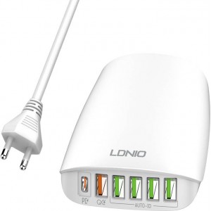 Ldnio Wall charger LDNIO A6573C EU 5USB, USB-C 65W  + Power cord