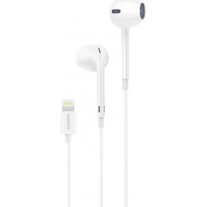 Foneng T28 Wired Earphones, Lightning, with remote Control (White)