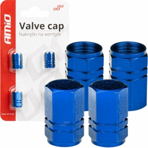 Amio Aluminium valve cap blue 4 pcs