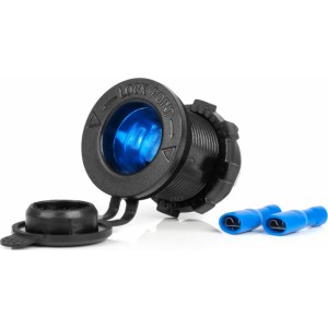 Amio Waterproof Car Cigarette Lighter Socket with BLUE LED Backlight 12/24V AMIO-04220