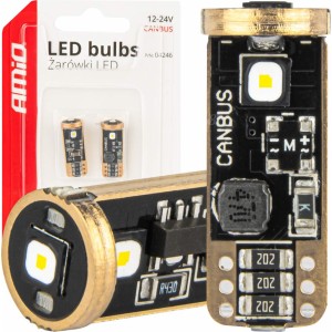 Amio LED CANBUS bulbs T10 W5W 3SMD 3838 White 12V/24V AMIO-04246