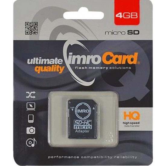 Imro memory card 4GB microSDHC cl. 10 + adapter