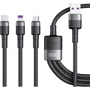 XO cable NB-Q191 3w1 USB - Lightning + USB-C + microUSB 1,2 m 40W black