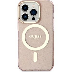 Guess case for iPhone 11 / Xr 6.1" GUHMN61HCMCGP pink hardcase Glitter Gold MagSafe