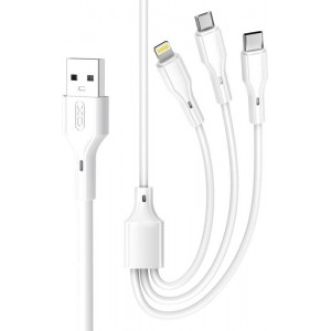 XO cable NB230 3w1 USB - Lightning + USB-C + microUSB 1,0m 2,4A white