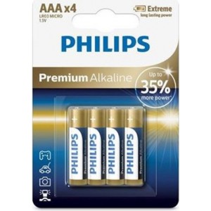 Battery PHILIPS AAA LR03 4pcs blister Premium Alkaline