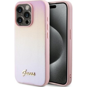 Cg Mobile Sas Guess case for iPhone 15 Pro 6,1" GUHCP15LPSAIRSP pink HC PU SAFFIANO IRIDESCENT SCRIPT