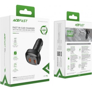 Acefast car charger 66W 2x USB / USB Type C, PPS, Power Delivery, Quick Charge 4.0, AFC, FCP, SCP black (B9)