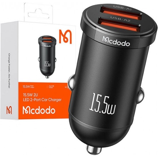 Mcdodo CC-2950 car charger, 2x USB, 15.5W (black)