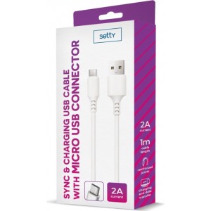 Setty cable USB - microUSB 1,0 m 2A white NEW