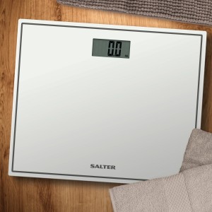 Salter 9207 WH3R Compact Glass Electronic Bathroom Scale - White