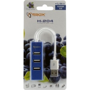 Sbox H-204 USB 4 Ports USB HUB Blueberry Blue