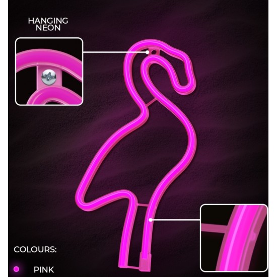 Neon LED Light Flamingo pink Bat + USB FLNE18 Forever Light