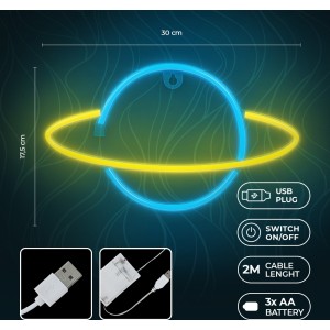 Neon LED Light SATURN yellow blue Bat + USB FLNE11 Forever Light