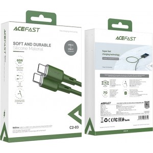 Acefast C2-03-CC USB-C - USB-C PD QC cable 60W 3A 480Mb/s 1.2m - green