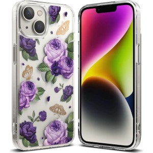 Ringke Fusion Design Armored Case Cover with Gel Frame for iPhone 14 Plus transparent (Purple rose) (FD637E29)