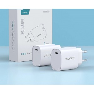 Choetech charger set Q5004 20W PD iPhone 12/13 white (2pcs)