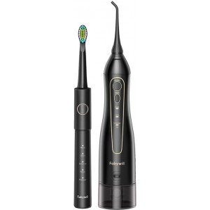 Fairywill Sonic toothbrush with tip set and water fosser FairyWill FW-5020E + FW-E11 (black)