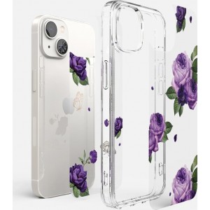 Ringke Fusion Design Armored Case Cover with Gel Frame for iPhone 14 Plus transparent (Purple rose) (FD637E29)