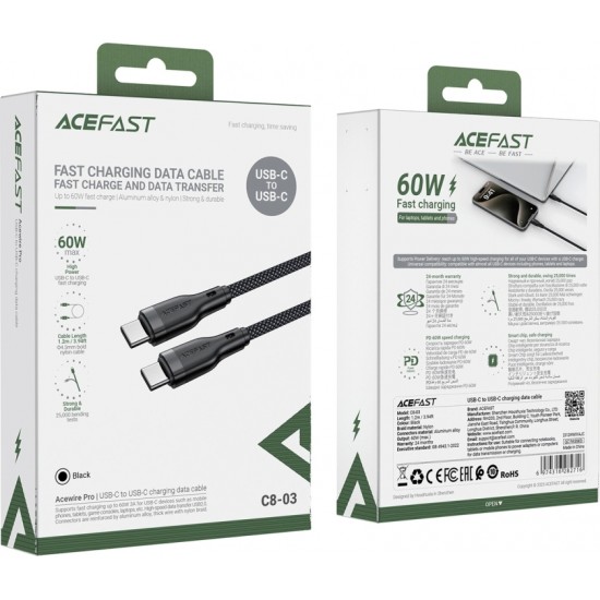 Acefast C8-03 USB-C / USB-C 60W 3A cable - black