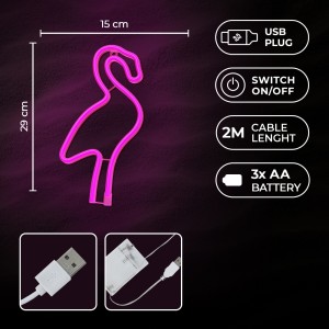 Neon LED Light Flamingo pink Bat + USB FLNE18 Forever Light