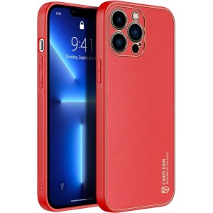 Dux Ducis Yolo elegant case made of soft TPU and PU leather for iPhone 13 Pro Max red