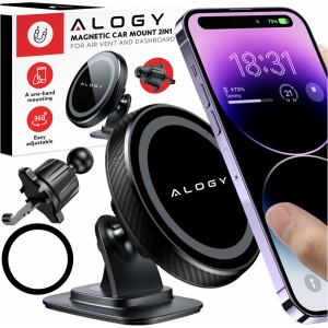 Alogy Magnetic car holder for phone, window, grille, cockpit, dashboard, car, phone, Alogy Black