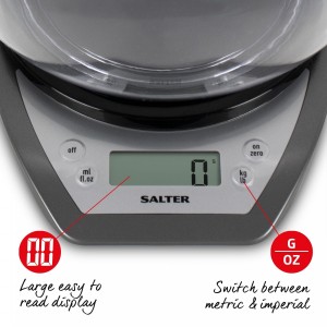 Salter 1024 SVDR14 Electronic Kitchen Scales with Dual Pour Mixing Bowl silver