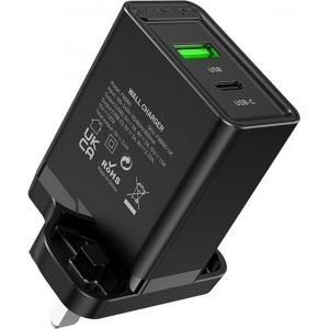 Vention USB-A, USB-C Wall Charger Vention FBBB0-UK 18W/20W UK Black