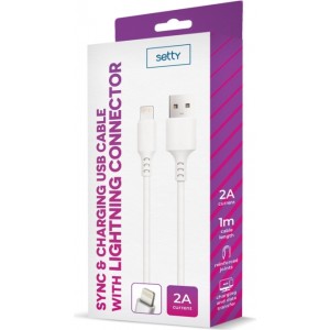 Setty cable USB - Lightning 1,0 m 2A white NEW