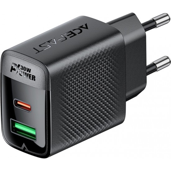 Acefast A98 Network Charger GaN USB-A / USB-C PD 30W - Black