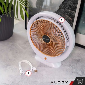 Alogy Fan Desk Fan Standing Strong Small Portable Wireless 1200mAh USB-C Alogy White