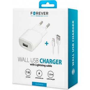 Forever TC-01 charger 1x USB 1A white + Lightning cable