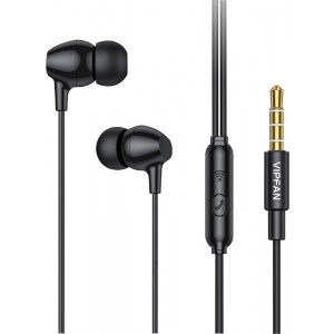 Vipfan Wired in-ear headphones VFAN M16, 3.5mm jack, 1m (black)