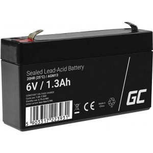 Green Cell Maintenance-free AGM VRLA Battery Green Cell AGM13 6V 1.3Ah (for alarm system, cash register, toy)