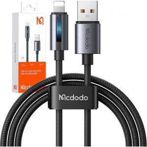 Mcdodo CA-5660 USB-A to Lightning cable with flashing light 1.2m (black)