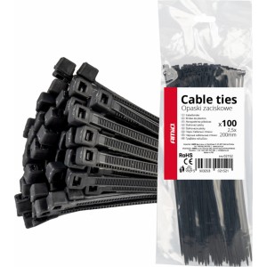 Amio Cable ties black 2,5x200mm - 100 pcs