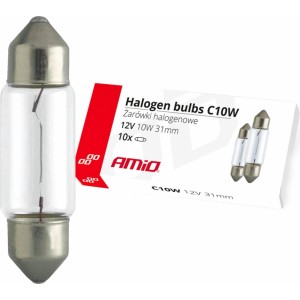 Amio Halogen bulbs C10W Festoon 31mm 12V 10pcs