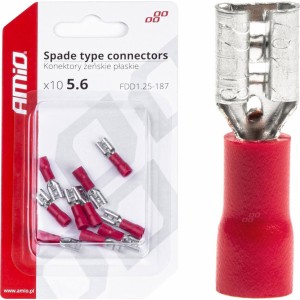 Amio Spade type connectors 5.6mm 0.5-1.5mm2 10A 10 pcs