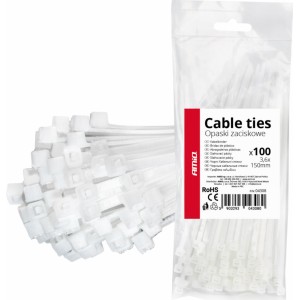 Amio White cable ties 3.6×150mm 100 pcs. AMIO-04308