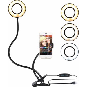 Alogy Photographic Alogy LED Selfie Ring Light Phone Holder Black