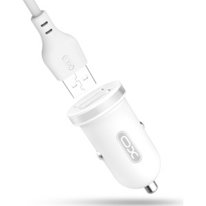 XO car charger TZ08 2x USB 2,1A white + Lightning cable